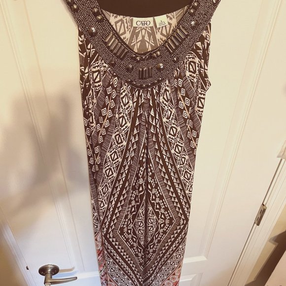 Cato-Small maxi Dress-embellished neck line, beads - Picture 2 of 11